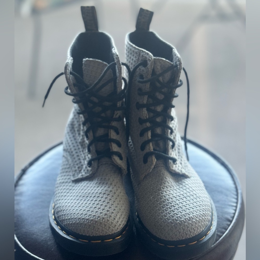 Doc Martens grey light waffle cotton boots.